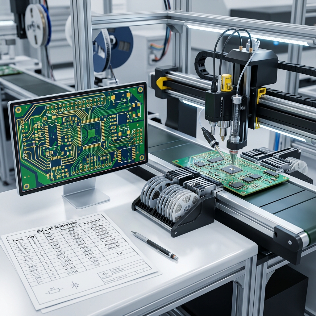 Minh họa tài liệu BOM, Gerber và CPL trong sản xuất PCB